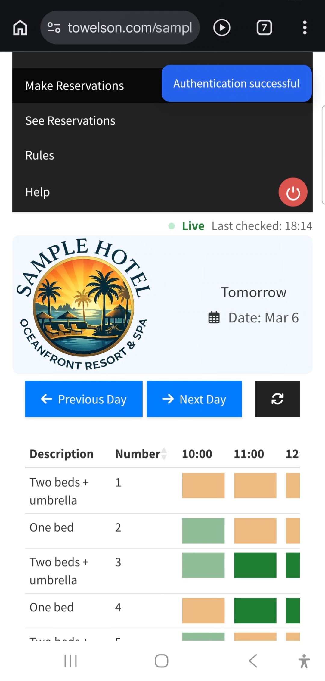 Guest picks a time slot