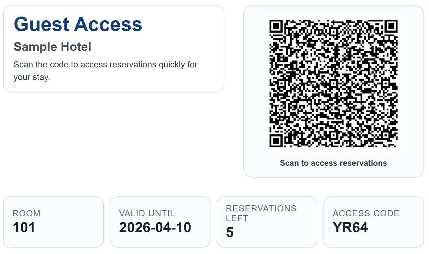 QR code example for guest check-in access
